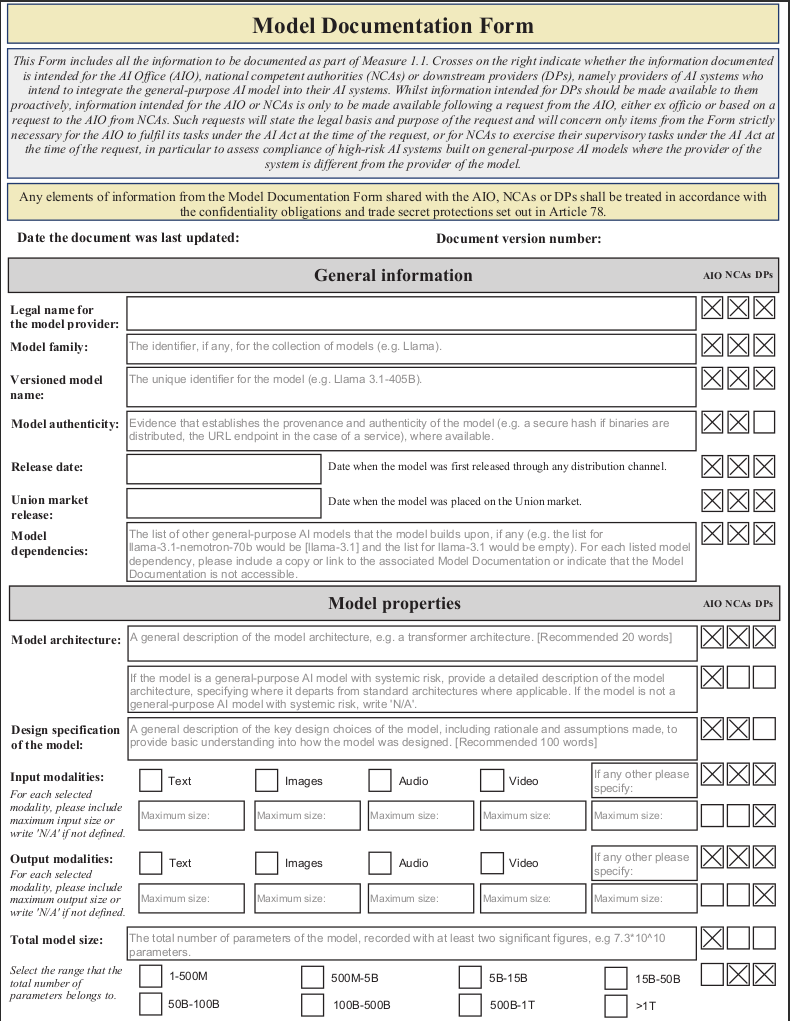 Model Documentation Form page 1